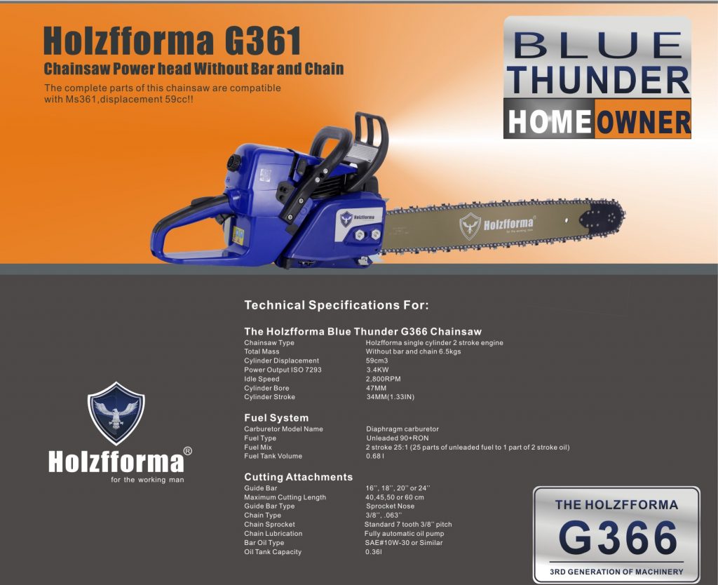 G366 59cc Holzfforma Gasoline Chainsaw The Iron Shop Canada